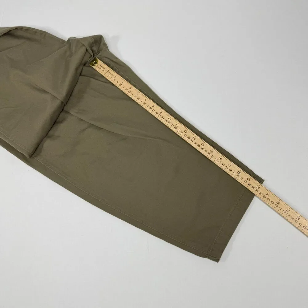Pleated Cropped COS Olive Khaki Cotton Trouser Pants Size 12